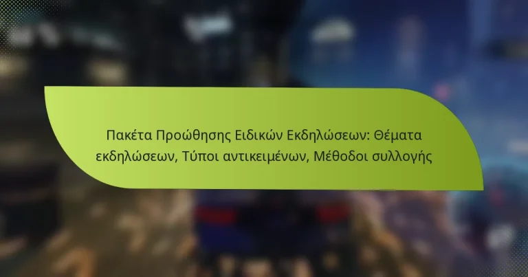 Πακέτα Προώθησης Ειδικών Εκδηλώσεων: Θέματα εκδηλώσεων, Τύποι αντικειμένων, Μέθοδοι συλλογής